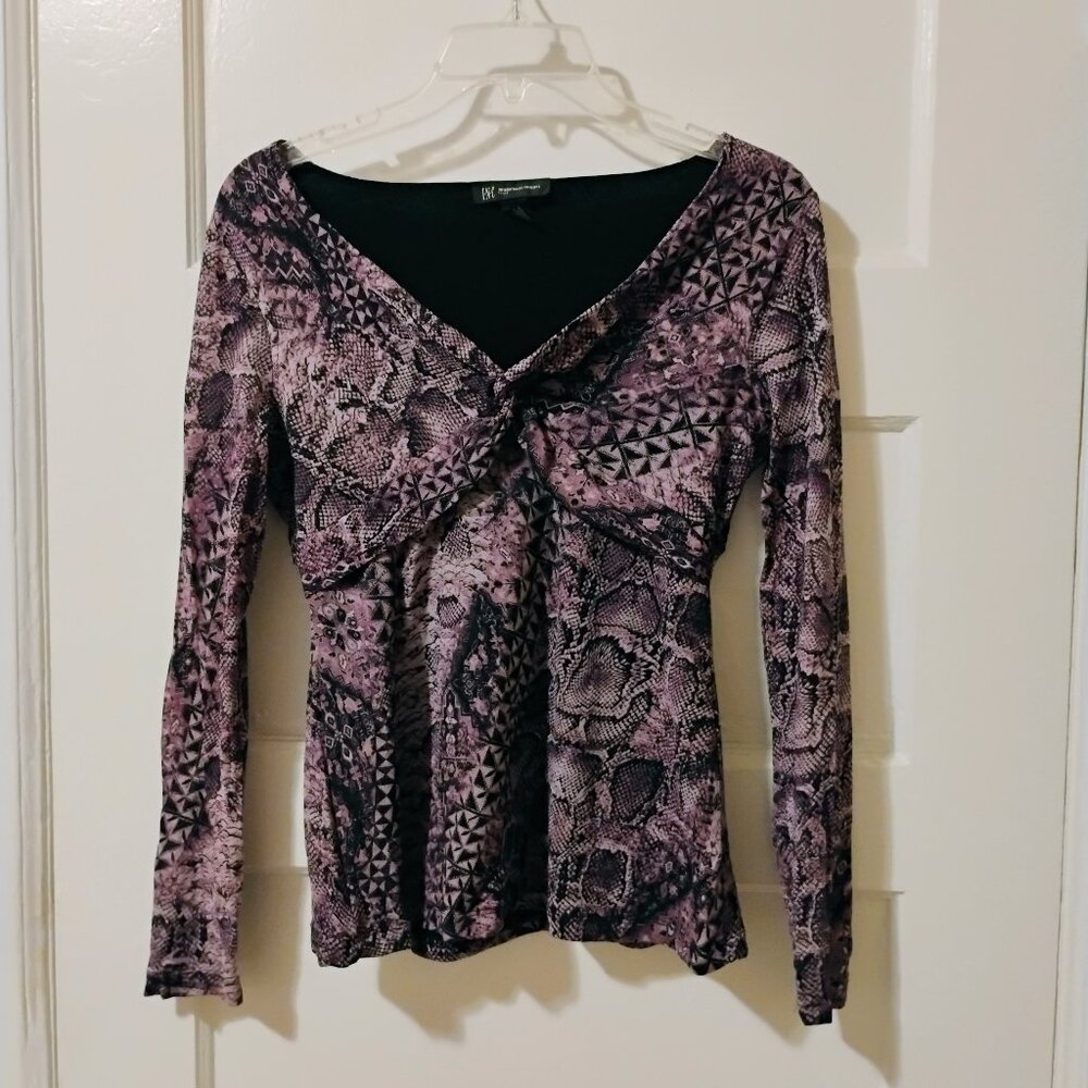 Snake Skin Print Long Sleeve Shirt/purple and black